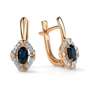 Серьги с английским замком из красного золота с бриллиантами