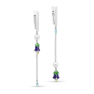 Серьги с английским замком из серебра с фианитом