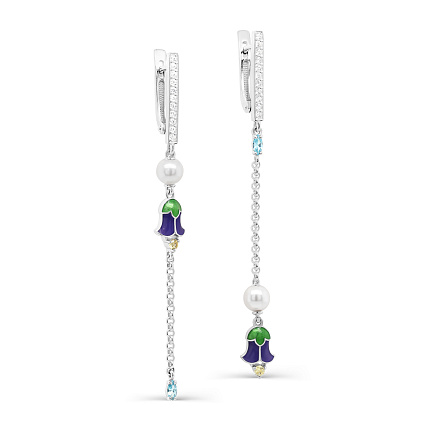 Серьги с английским замком из серебра с жемчугом