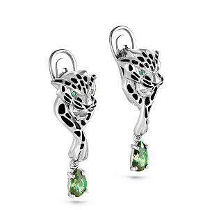 Серьги с английским замком из серебра с фианитом