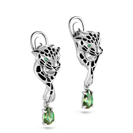 Серьги с английским замком из серебра с фианитами