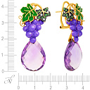 Серьги из желтого золота с бриллиантами, аметистами