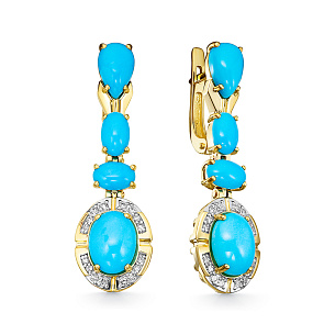 Серьги из желтого золота с бриллиантом