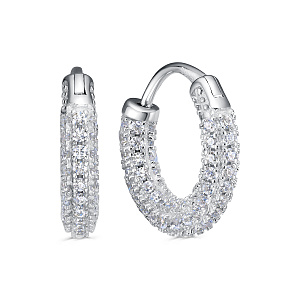 Серьги с английским замком из серебра с фианитами