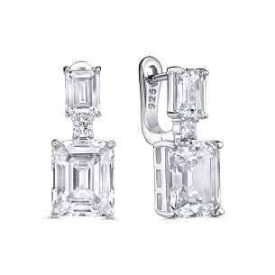 Серьги с английским замком из серебра с фианитом