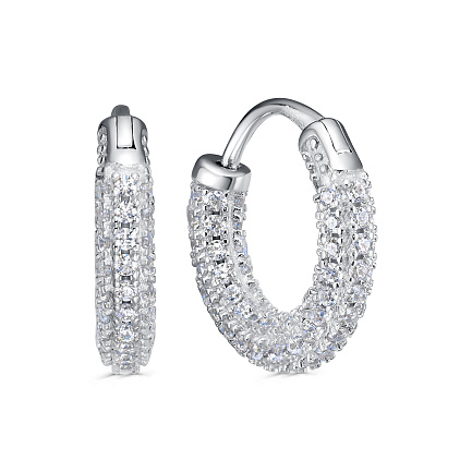 Серьги с английским замком из серебра с фианитами