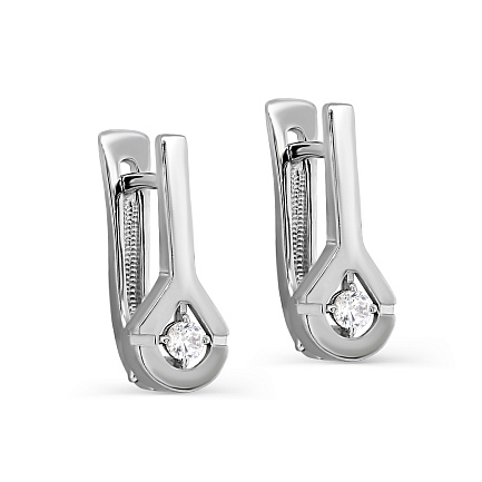 Серьги с английским замком из серебра с фианитами