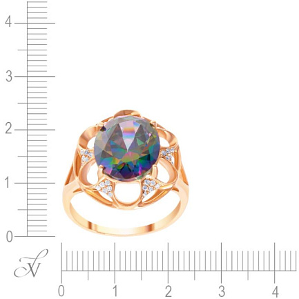 Кольцо из красного золота с бриллиантами, топазом