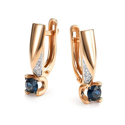 Серьги с английским замком из красного золота с бриллиантами