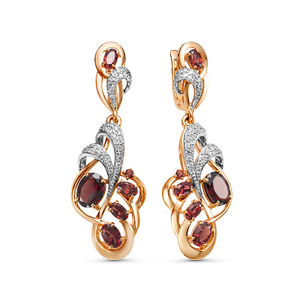 Серьги с английским замком из комбинированного золота