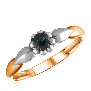 Кольцо из красного золота с сапфиром