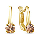 Серьги с английским замком из желтого золота с бриллиантами