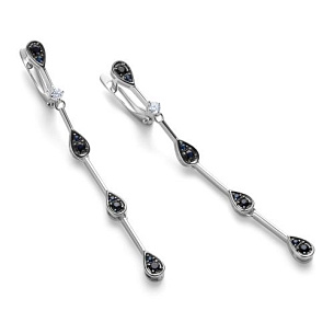 Серьги с английским замком из белого золота с сапфиром