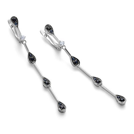 Серьги с английским замком из белого золота с бриллиантами