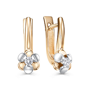 Серьги с английским замком из красного золота с бриллиантами