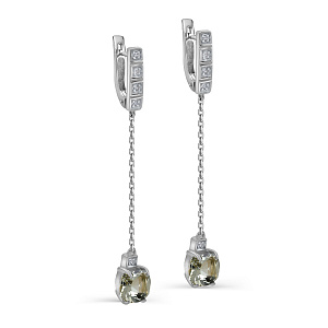 Серьги с английским замком из белого золота с бриллиантами