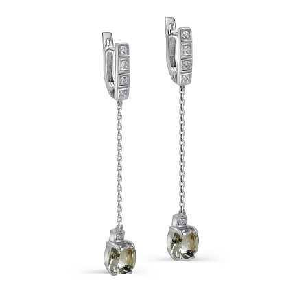 Серьги с английским замком из белого золота с бриллиантами
