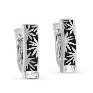 Серьги с английским замком из серебра с фианитами