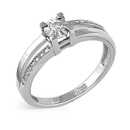 Кольцо из белого золота с бриллиантами