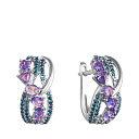 Серьги с английским замком из белого золота с танзанитами