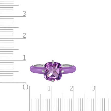 Кольцо из серебра с аметистом, эмалью