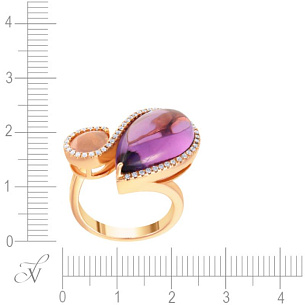 Кольцо из красного золота с кварцем