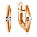 Серьги с английским замком из красного золота с бриллиантами