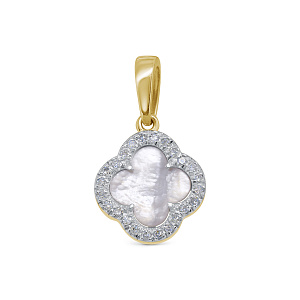 Подвеска из желтого золота с бриллиантами, перламутром