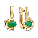Серьги с английским замком из серебра с изумрудами