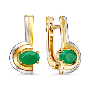 Серьги с английским замком из серебра с изумрудами