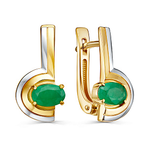 Серьги с английским замком из серебра с изумрудом