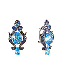 Серьги из белого золота с сапфирами, топазами