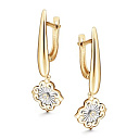 Серьги с английским замком из желтого золота с бриллиантами