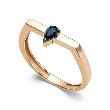 Кольцо из красного золота с сапфиром
