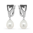 Серьги с английским замком из белого золота с бриллиантами