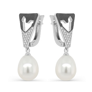 Серьги с английским замком из белого золота с бриллиантами