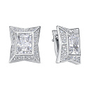 Серьги с английским замком из серебра с бриллиантами