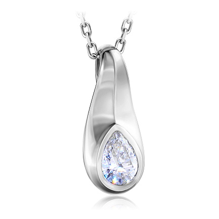 Колье из белого золота с бриллиантом, плетение якорное