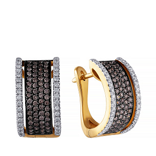 Серьги с английским замком из желтого золота с бриллиантом