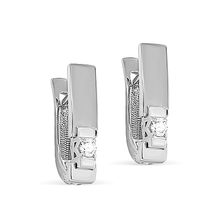 Серьги с английским замком из белого золота с бриллиантами