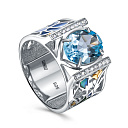 Кольцо из серебра с топазом, фианитами