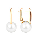 Серьги с английским замком из красного золота с жемчугом