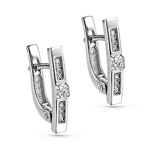 Серьги с английским замком из белого золота с бриллиантами