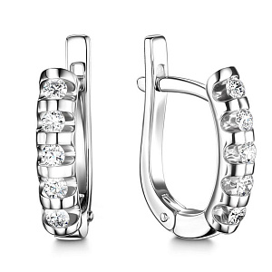 Серьги с английским замком из белого золота с бриллиантами