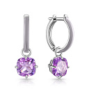 Серьги с английским замком из серебра с аметистом