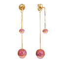 Пусеты из серебра с кварцем, фианитом