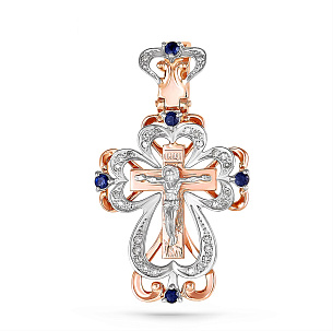 Крест из красного золота с сапфиром