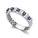 Кольцо из белого золота с бриллиантами, сапфирами