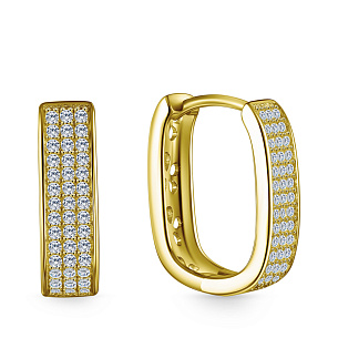 Серьги из серебра с фианитами, золочением