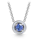 Колье из белого золота с бриллиантами, танзанитом, плетение бельцер (ролло)